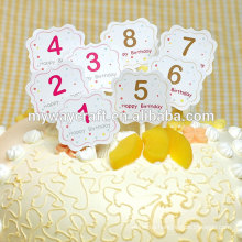 Dessert paper cake topper/creative number design shaped happy birthday decorative party cake topper